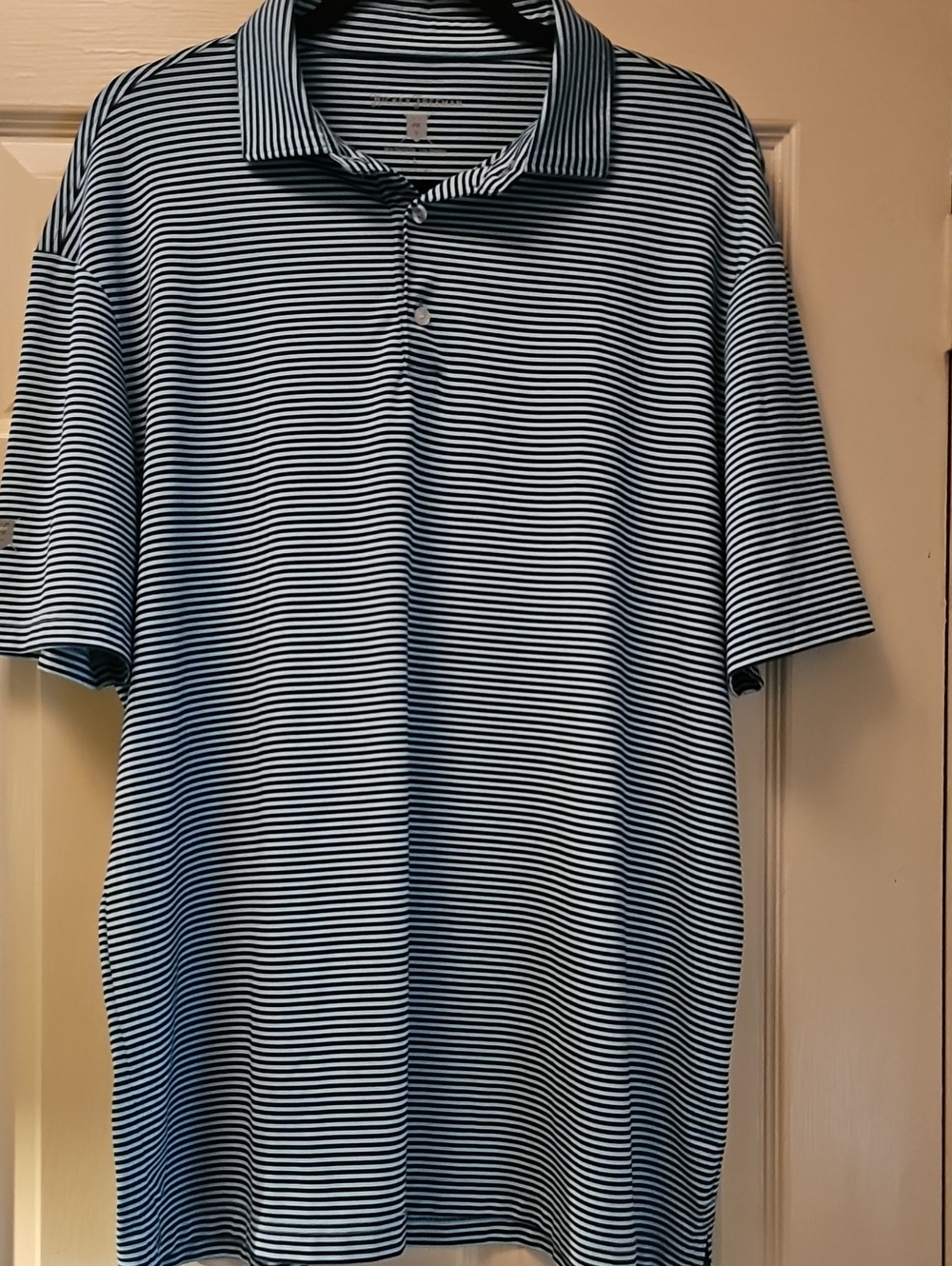 Hickey Freeman Navy Striped Polo
